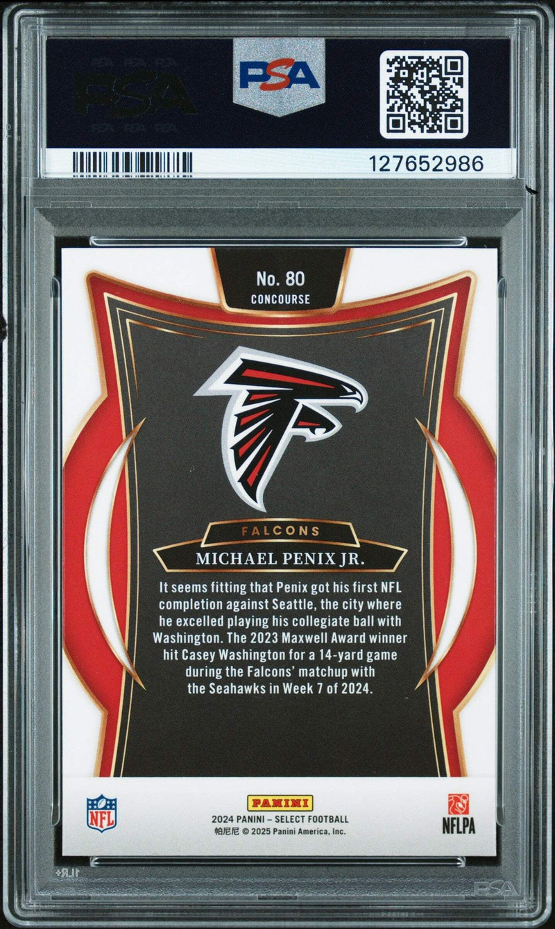 Graded 2024 Panini Select Michael Penix Jr. #80 Rookie RC Football Card PSA 8-2