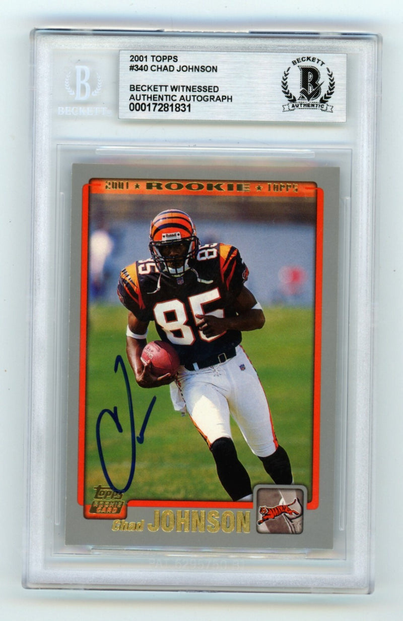Chad Johnson 2001 Topps #340 Rookie RC Signed Beckett BGS BAS Auto Bengals-1