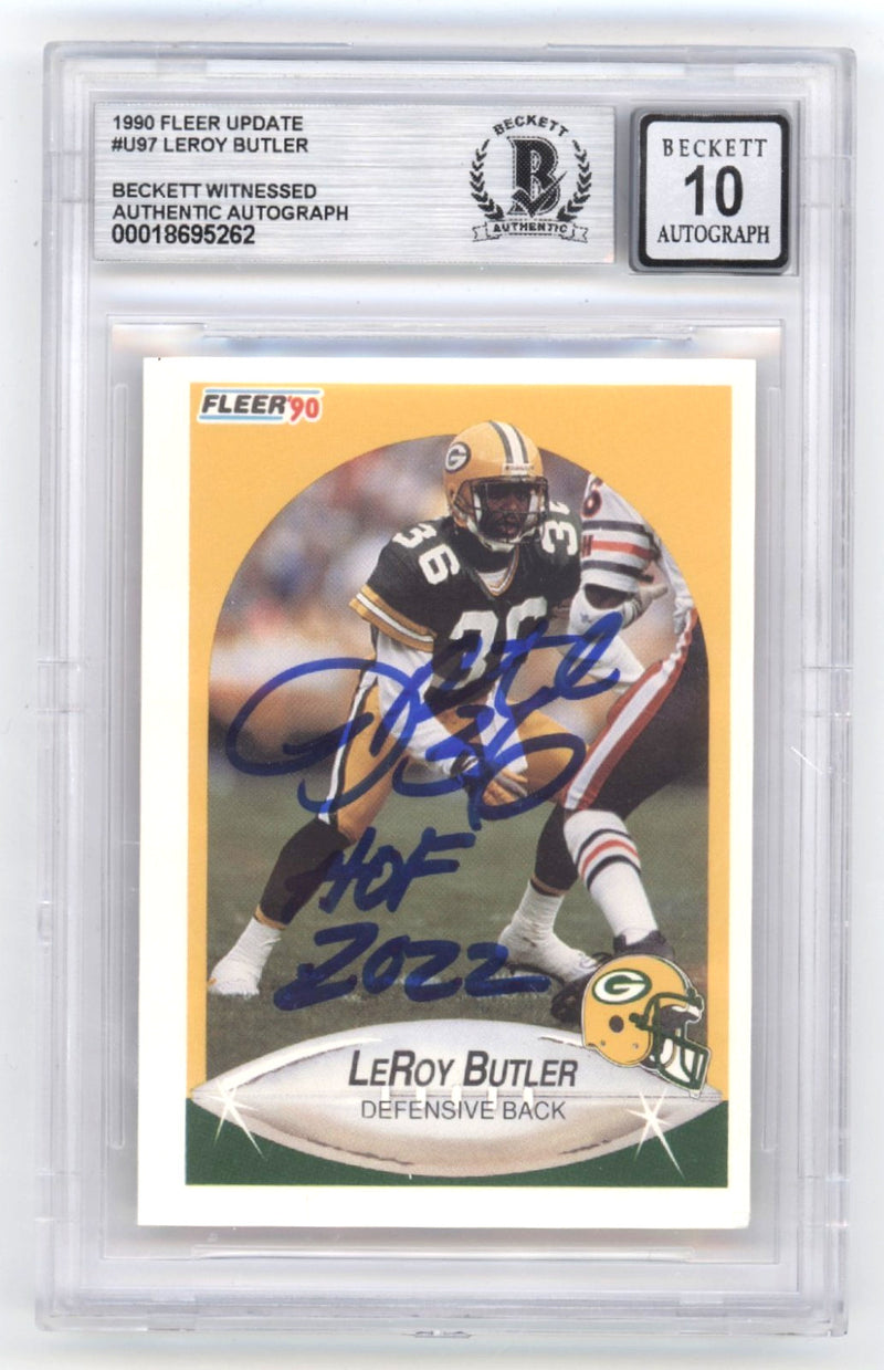 LeRoy Butler 1990 Fleer Update Signed Rookie RC w/ HOF 2022 Beckett BGS 10 Auto-1