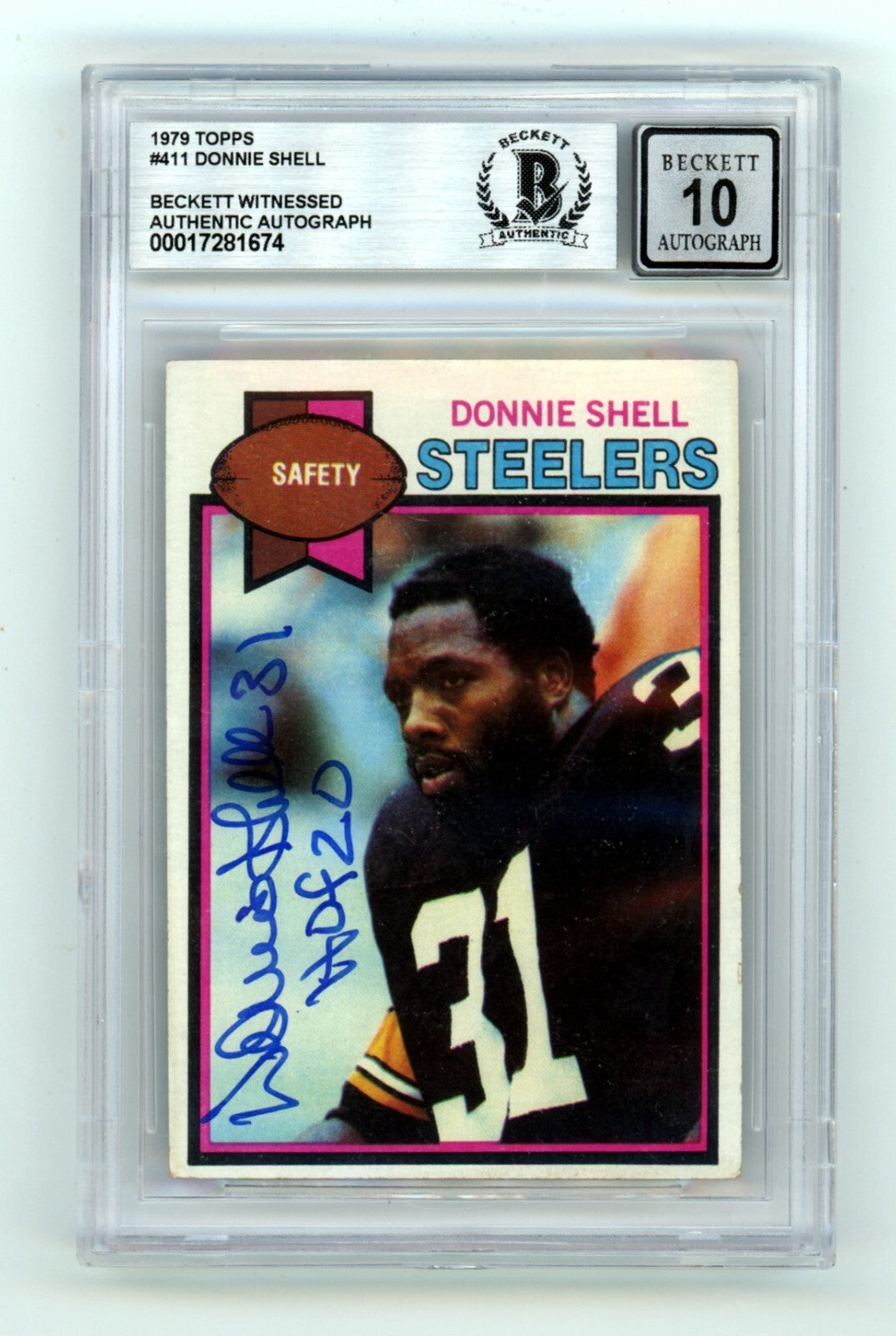 Donnie Shell 1979 Topps #411 Signed w/ HOF 20 Beckett BGS 10 Auto Steelers-1