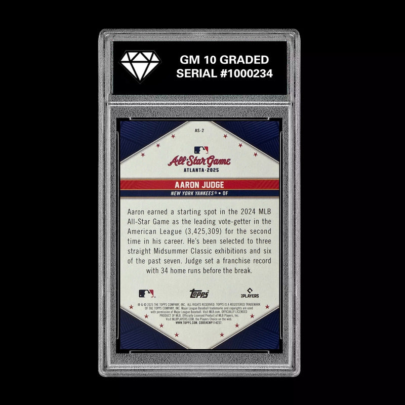 Graded 10 Aaron Judge 2025 Topps #AS-2 All Star Game SP Exclusive Redemption-2