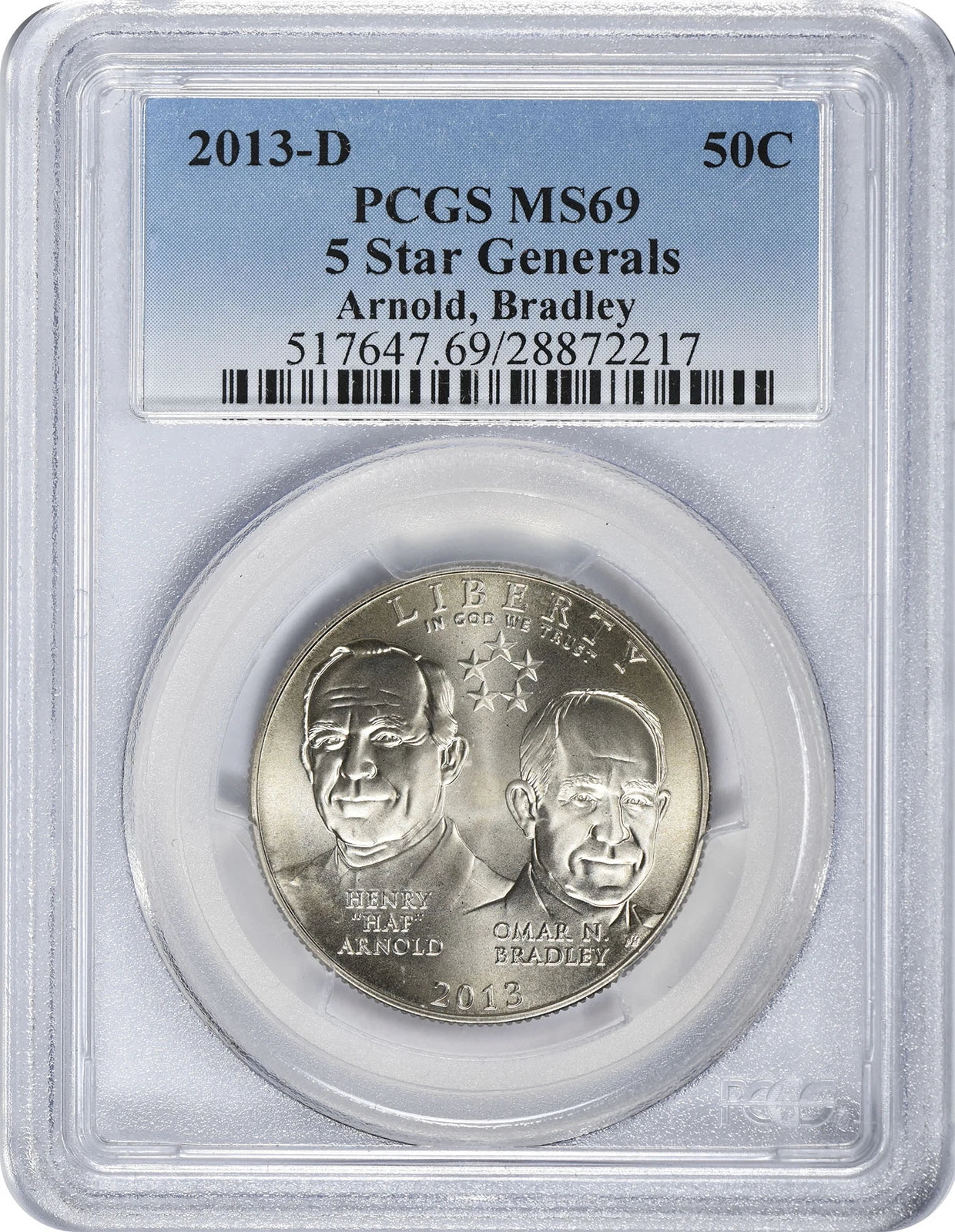 2013-D 5-Star Generals Commemorative Half MS69 PCGS Mint State 69