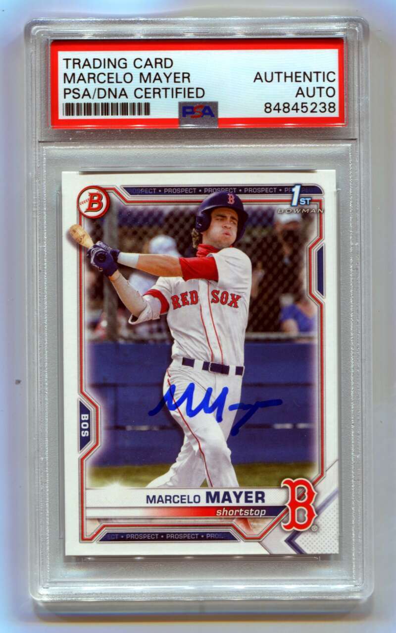 Marcelo Mayer 2021 Bowman Draft Paper 1st Prospect Signed PSA Authentic Auto-1