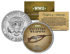 M1 CARBINE * WWII Infantry Weapons * JFK Kennedy Half Dollar U.S. Coin-1