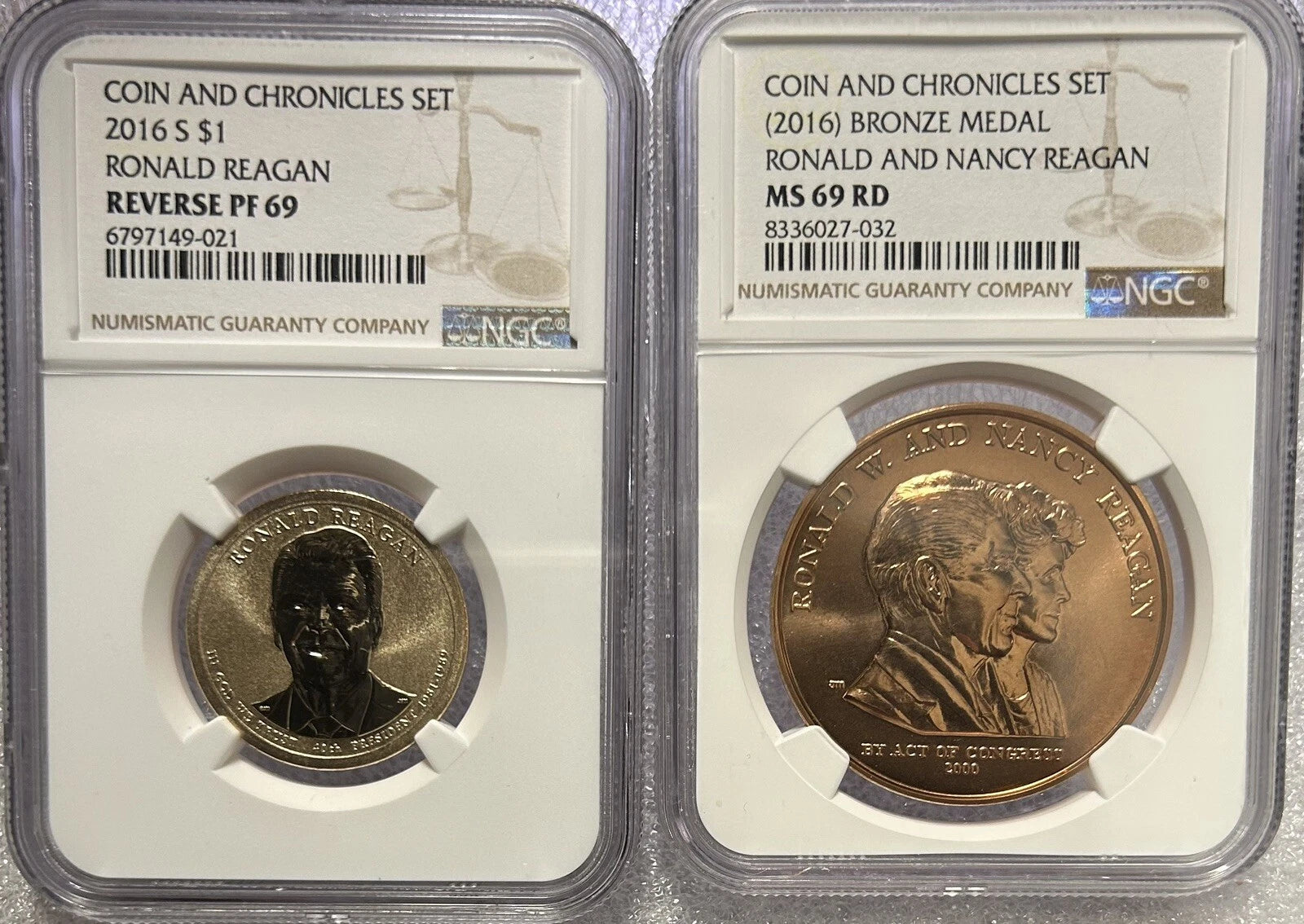 2016 C&C Ronald Reagan NGC Reverse PF 69 & Bronze Medal MS 69 RD-6