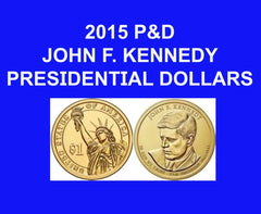 2015 P&D JOHN F. KENNEDY PRESIDENTIAL DOLLARS POS.A & POS. B (4 COIN SET)-1