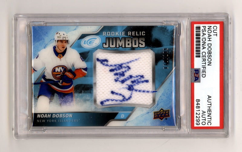 Noah Dobson 2019-20 Upper Deck Ice Rookie Jersey Relic Jumbo RC #73/199 PSA Auto-1