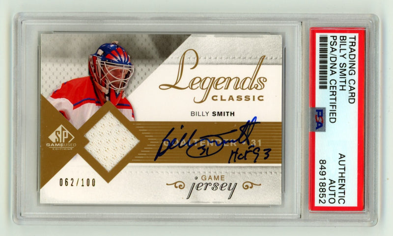 Billy Smith 2007-08 UD SP Game Used HGJBS Relic Auto /100 HOF PSA Authentic Auto-1