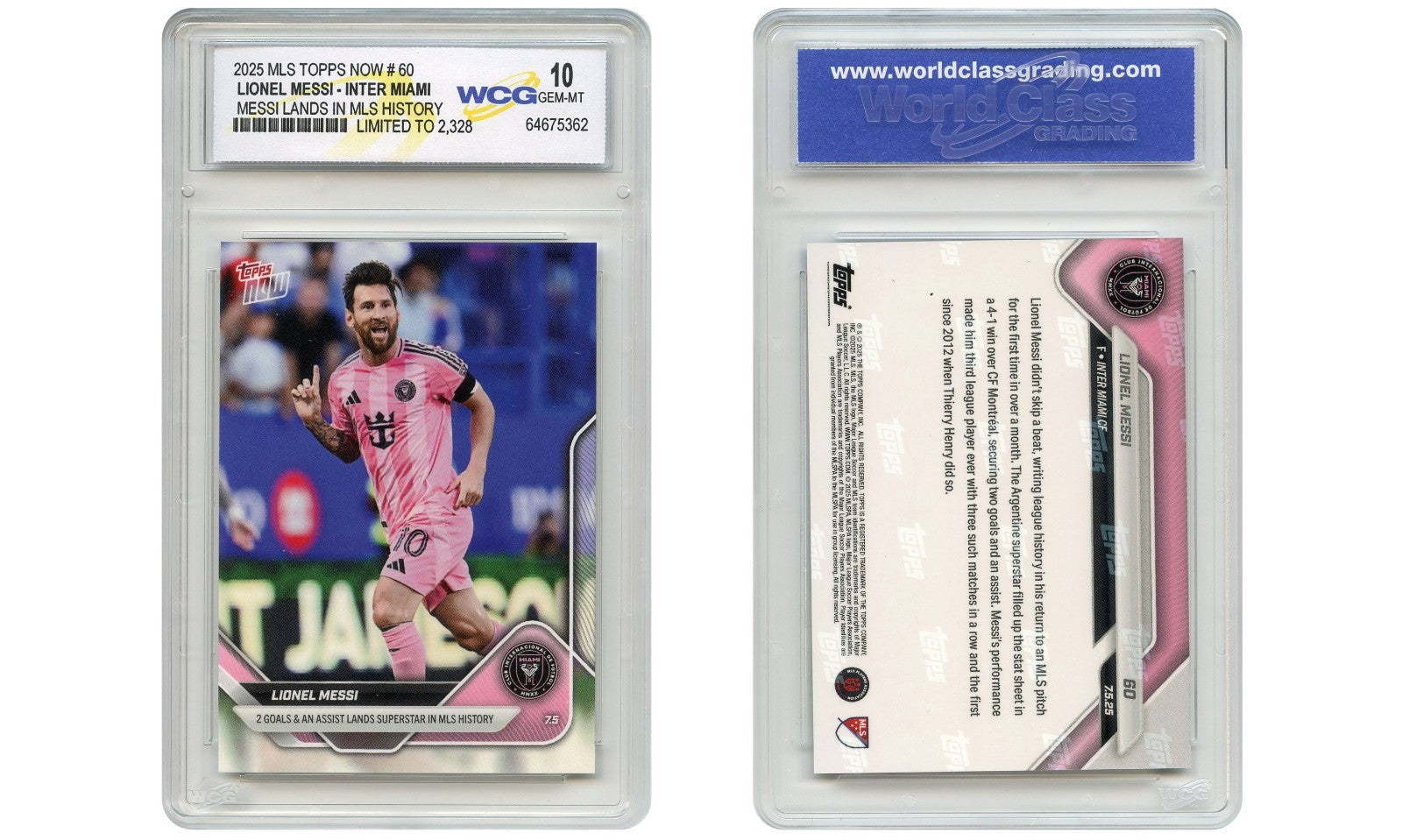 2025 MLS Topps Now LIONEL MESSI Lands in MLS History Card #60 Graded GEM-MINT 10