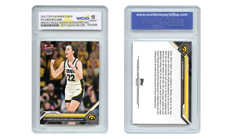 2024 Topps Bowman CAITLIN CLARK Card #74 Breaks Season Scoring Record GEM MT 10-3
