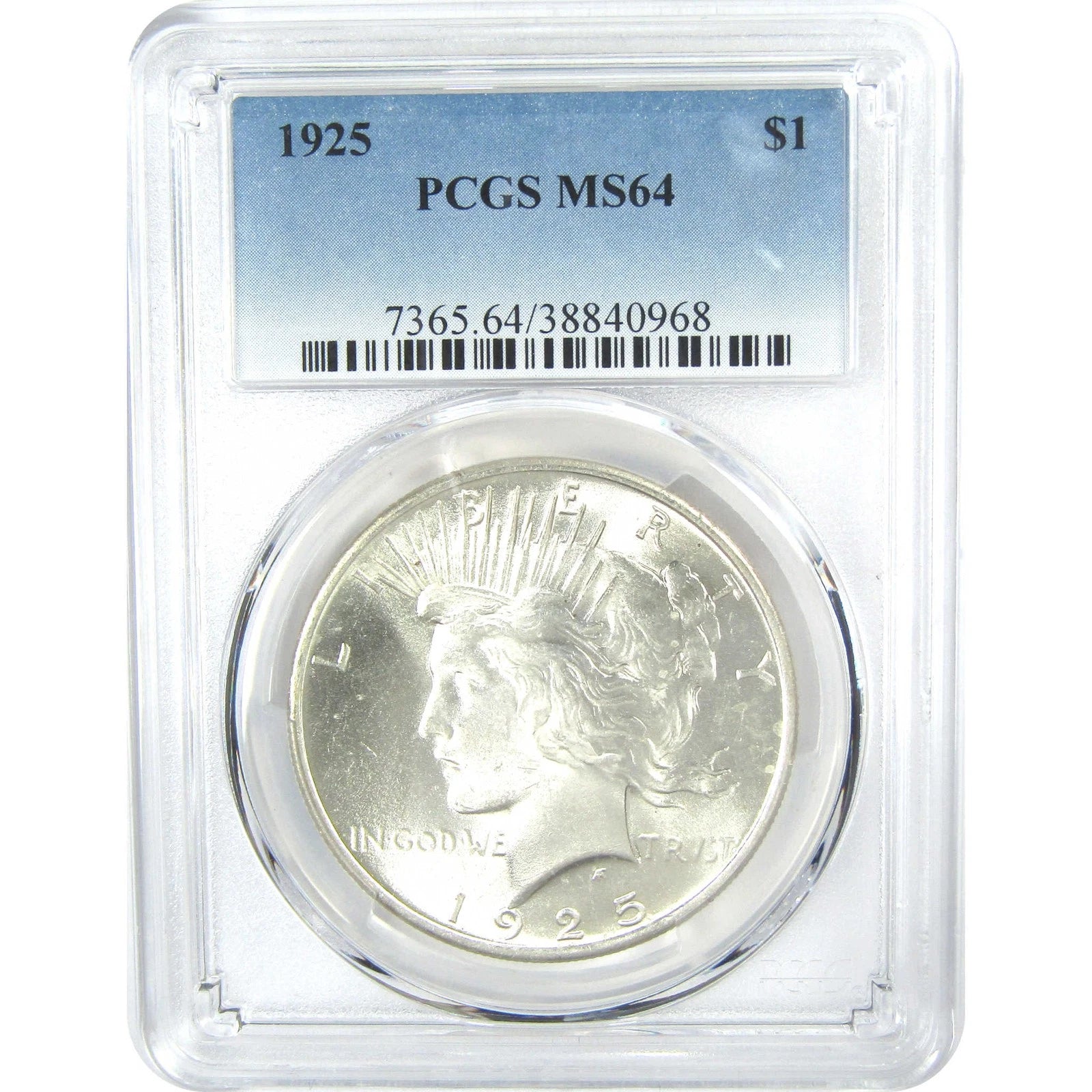 1925 Peace Dollar MS 64 PCGS Silver $1 Uncirculated Coin-1