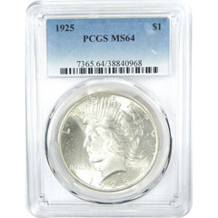 1925 Peace Dollar MS 64 PCGS Silver $1 Uncirculated Coin-1