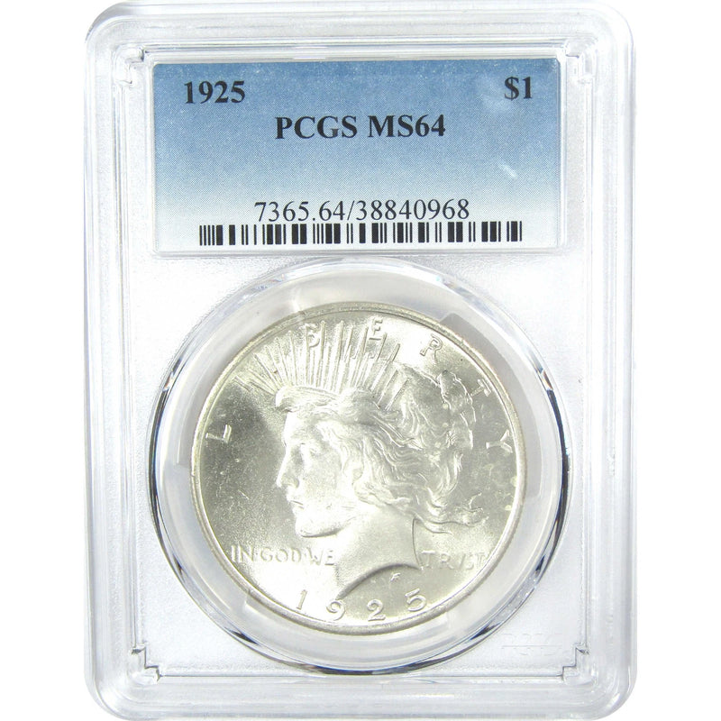 1925 Peace Dollar MS 64 PCGS Silver $1 Uncirculated Coin-1