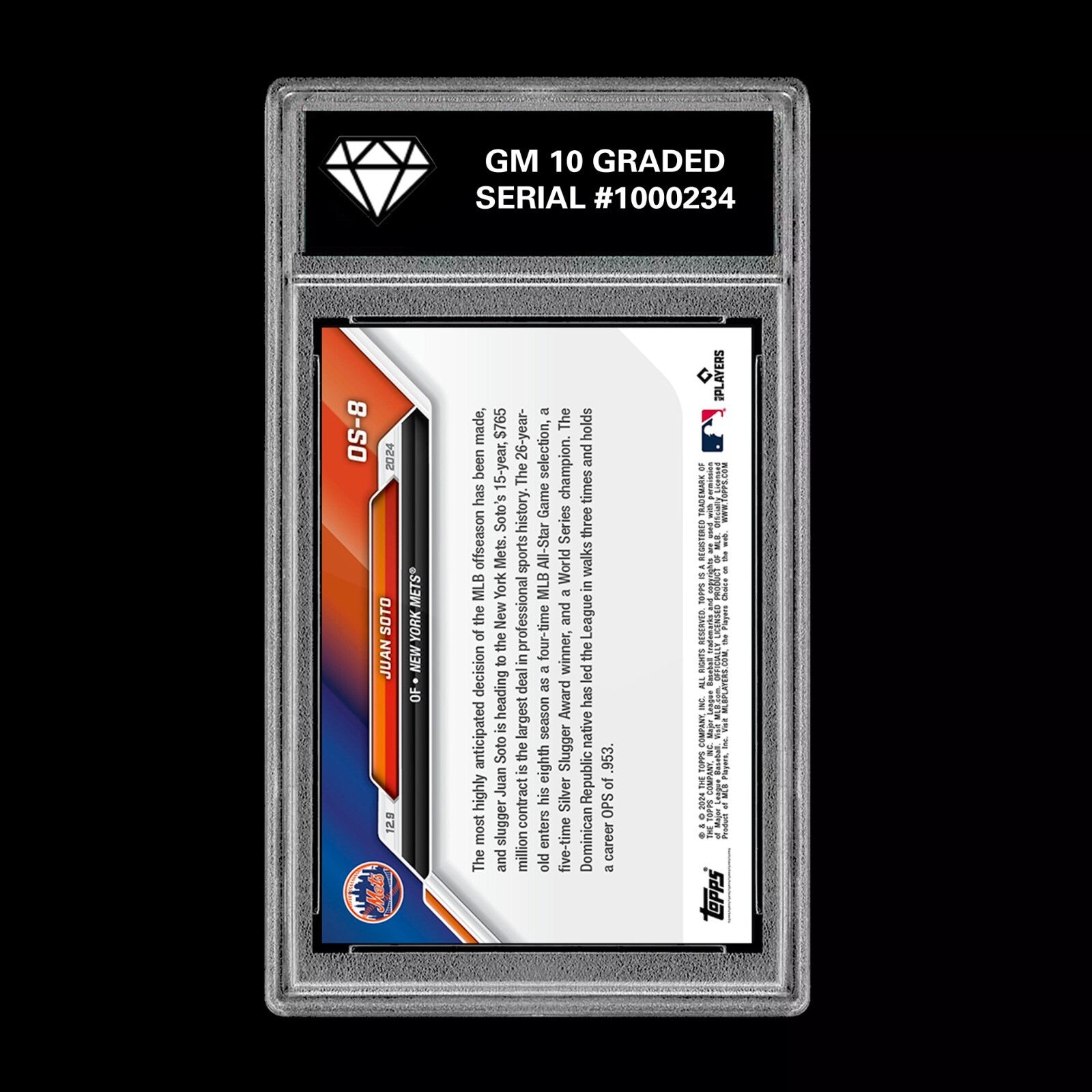 Graded 10 Juan Soto #OS-8 2024 MLB Topps NOW First New York Mets Card-2