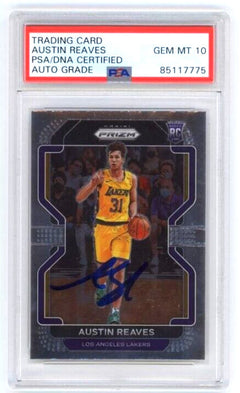 Austin Reaves 2021-22 Panini Prizm #165 Rookie RC Signed 10 Auto PSA DNA Lakers-1