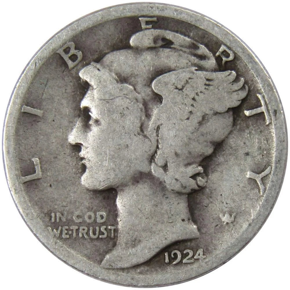 1924 Mercury Dime G Good Silver 10c Coin-1