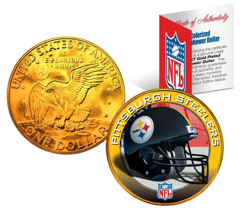 PITTSBURGH STEELERS NFL 24K Gold Plated IKE Dollar US Coin *OFFICIALLY LICENSED*-1
