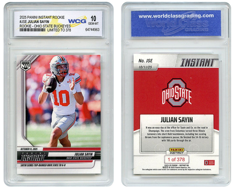 2025 Panini RC JULIAN SAYIN Ohio State Buckeyes OSU ROOKIE CARD #JSE GEM MINT 10-1
