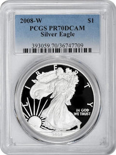 2008-W American Silver Eagle Dollar PR70DCAM PCGS Proof 70 Deep Cameo-1