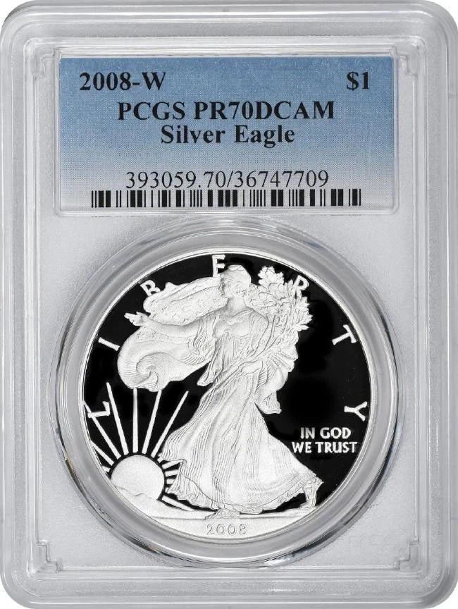 2008-W American Silver Eagle Dollar PR70DCAM PCGS Proof 70 Deep Cameo-1