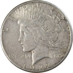 1922 S Peace Dollar VF Very Fine 90% Silver $1 US Coin Collectible-1
