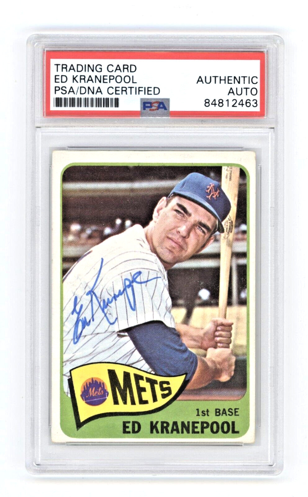 Ed Kranepool 1965 Topps Baseball #144 Signed PSA Authentic Auto New York Mets-1