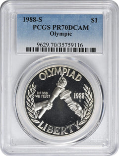 1988-S Olympic Commemorative Dollar PR70DCAM PCGS Proof 70-1