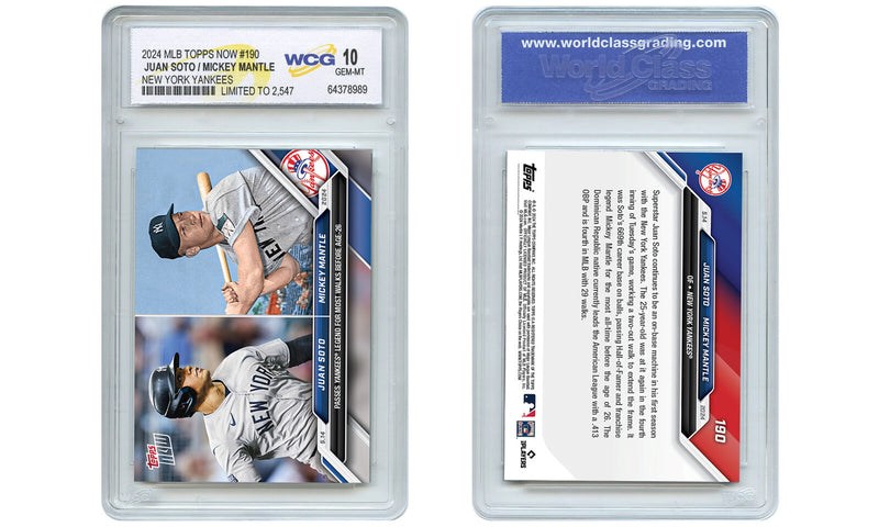 2024 Topps Now Juan Soto / Mickey Mantle NY Yankees Card #190 Graded GEM MINT 10-4