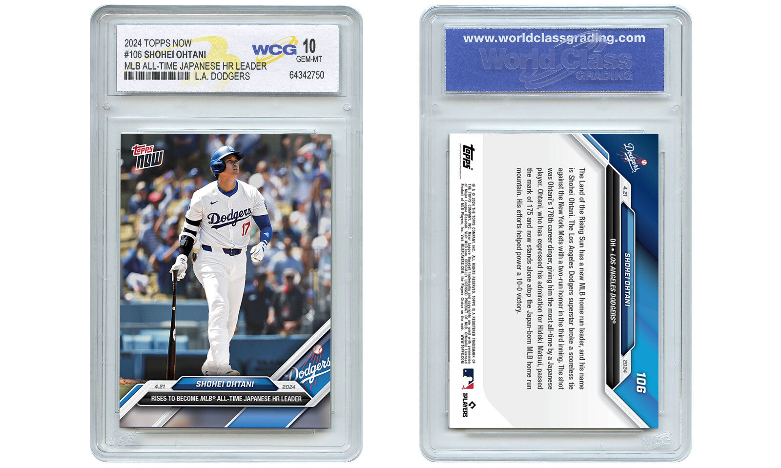 2024 Topps Now SHOHEI OHTANI All-Time MLB Japanese HR King Card #106 GEM MINT 10-2