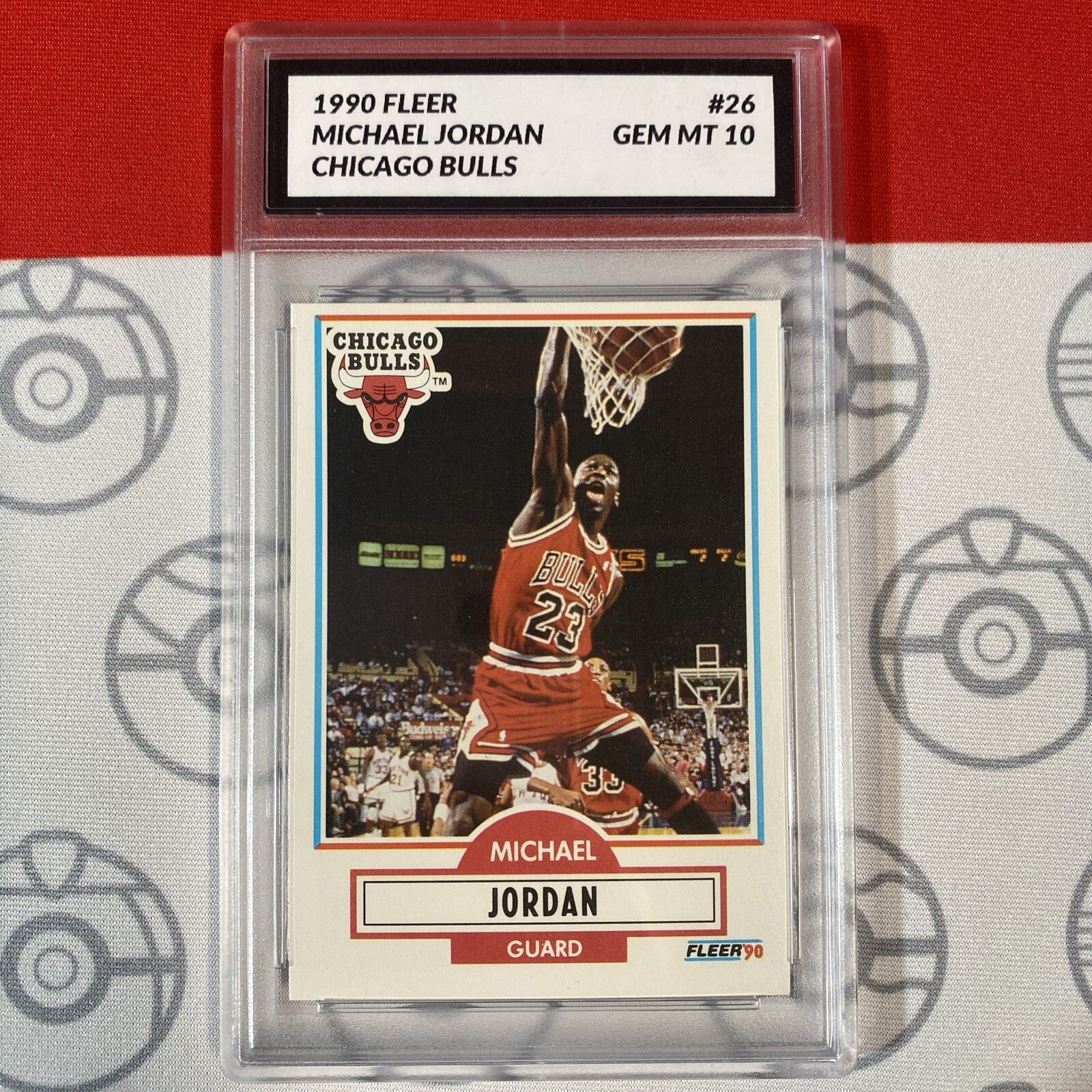 Graded 10 Michael Jordan 1990 Fleer Basketball Card #26 10 GEM MINT Card Slab-1