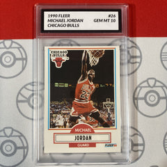 Graded 10 Michael Jordan 1990 Fleer Basketball Card #26 10 GEM MINT Card Slab-1