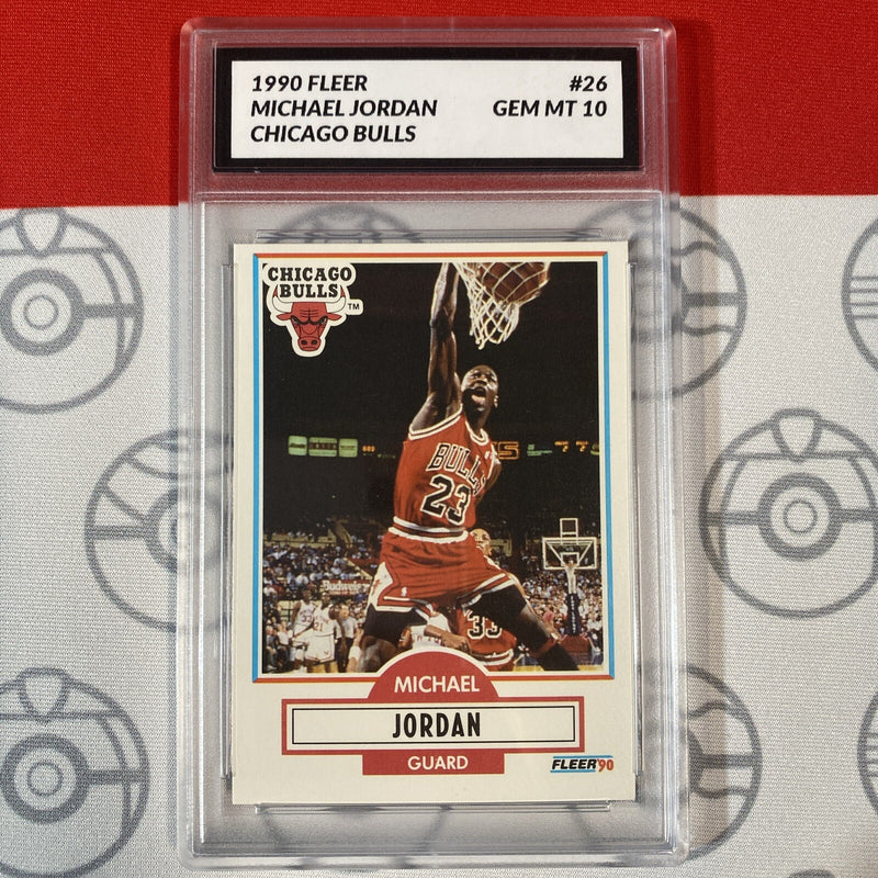 Graded 10 Michael Jordan 1990 Fleer Basketball Card #26 10 GEM MINT Card Slab-1