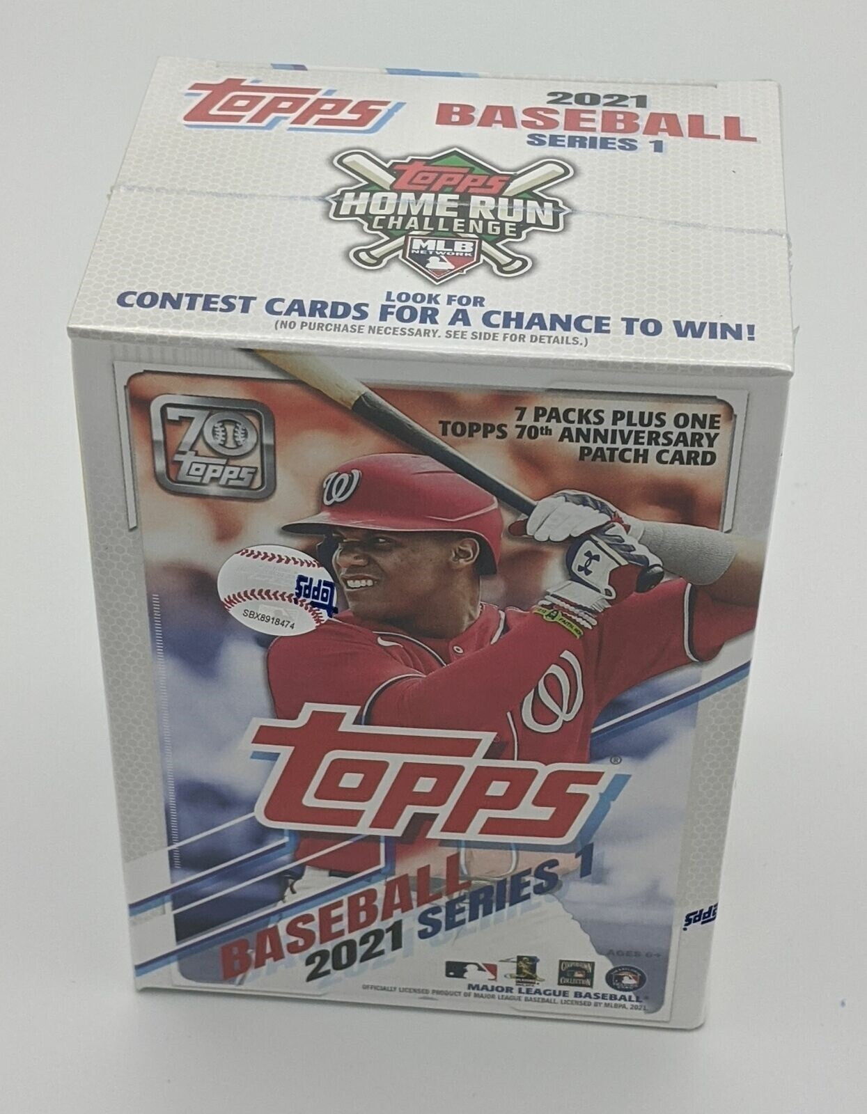 Factory Sealed 7 Pack Blaster Box 2021 Topps Series 1 Baseball Cards with Patch-4