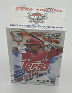 Factory Sealed 7 Pack Blaster Box 2021 Topps Series 1 Baseball Cards with Patch-4