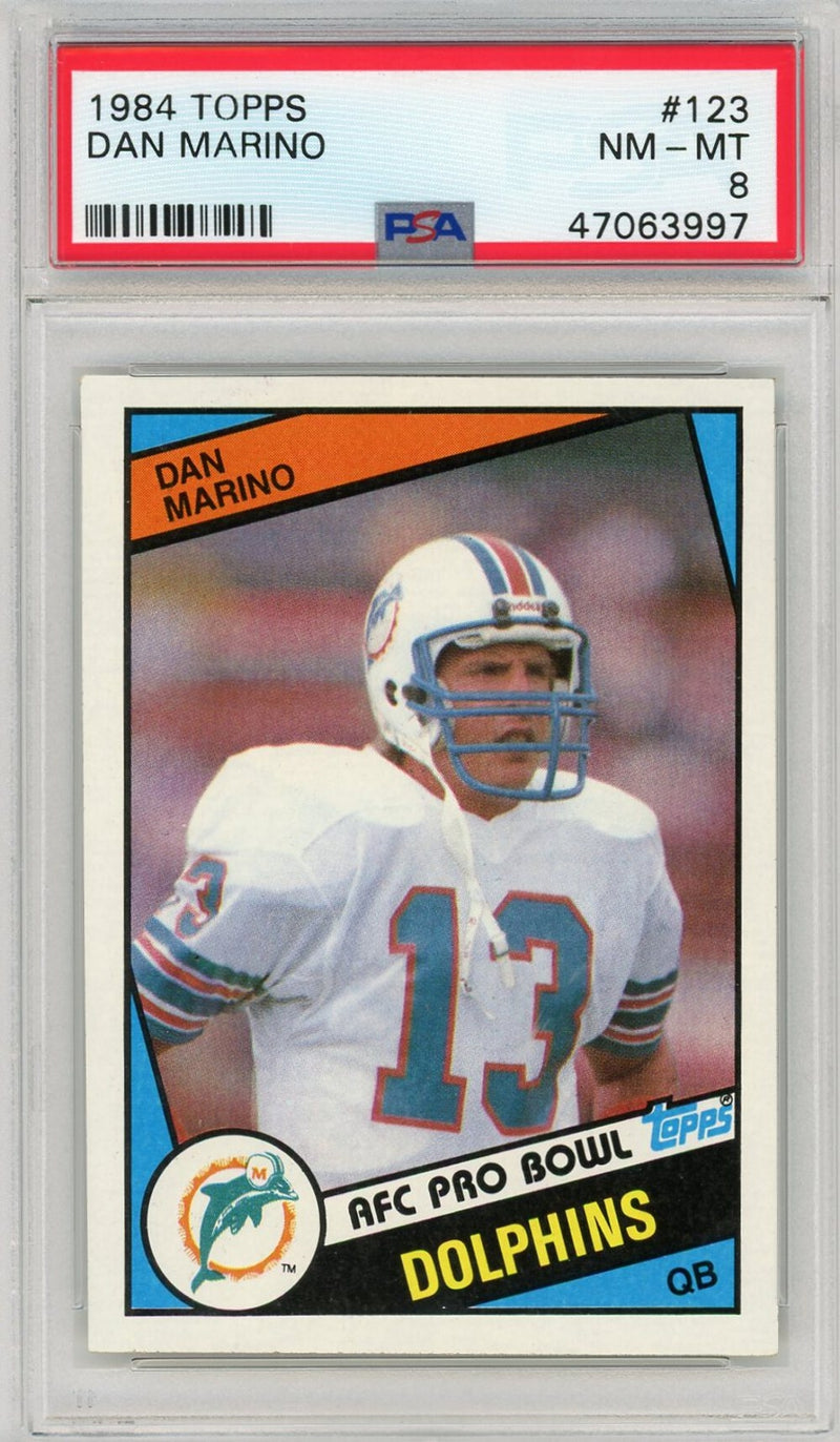 Graded 1984 Topps Dan Marino #123 Rookie RC Football Card PSA 8 NM-MT-1