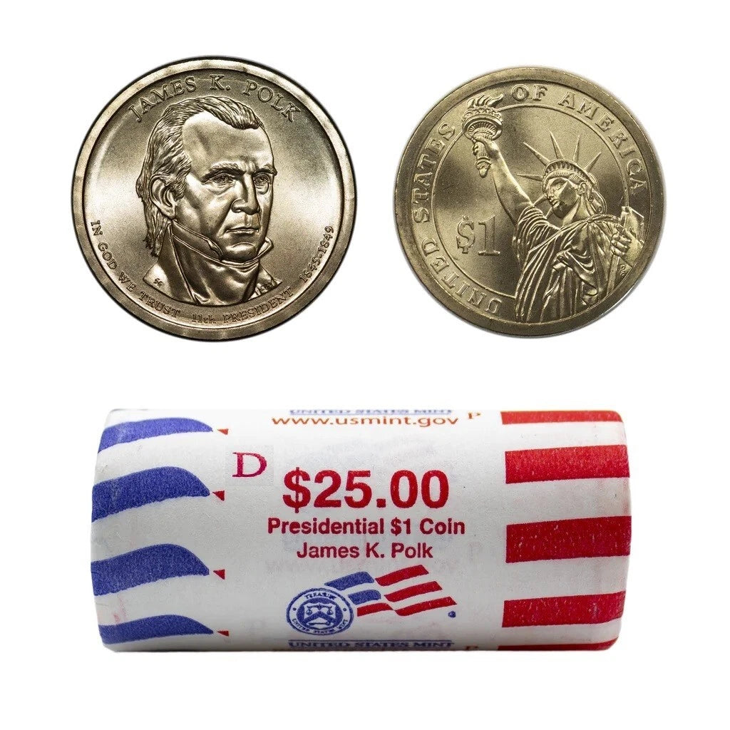 2009 D James Polk US President Dollar Coin US Mint Sealed Roll $25-1