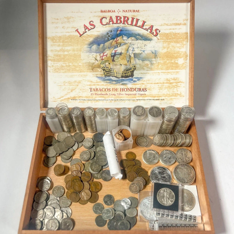 Vintage Cigar Box Mixed U.S. Coin Lot | LIQUIDATION | 90% Silver | Wheat Penny-4