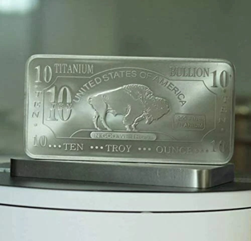 1 barra de titanio Buffalo de 10 onzas, elemento de titanio fino .999, uno a diez onzas-4