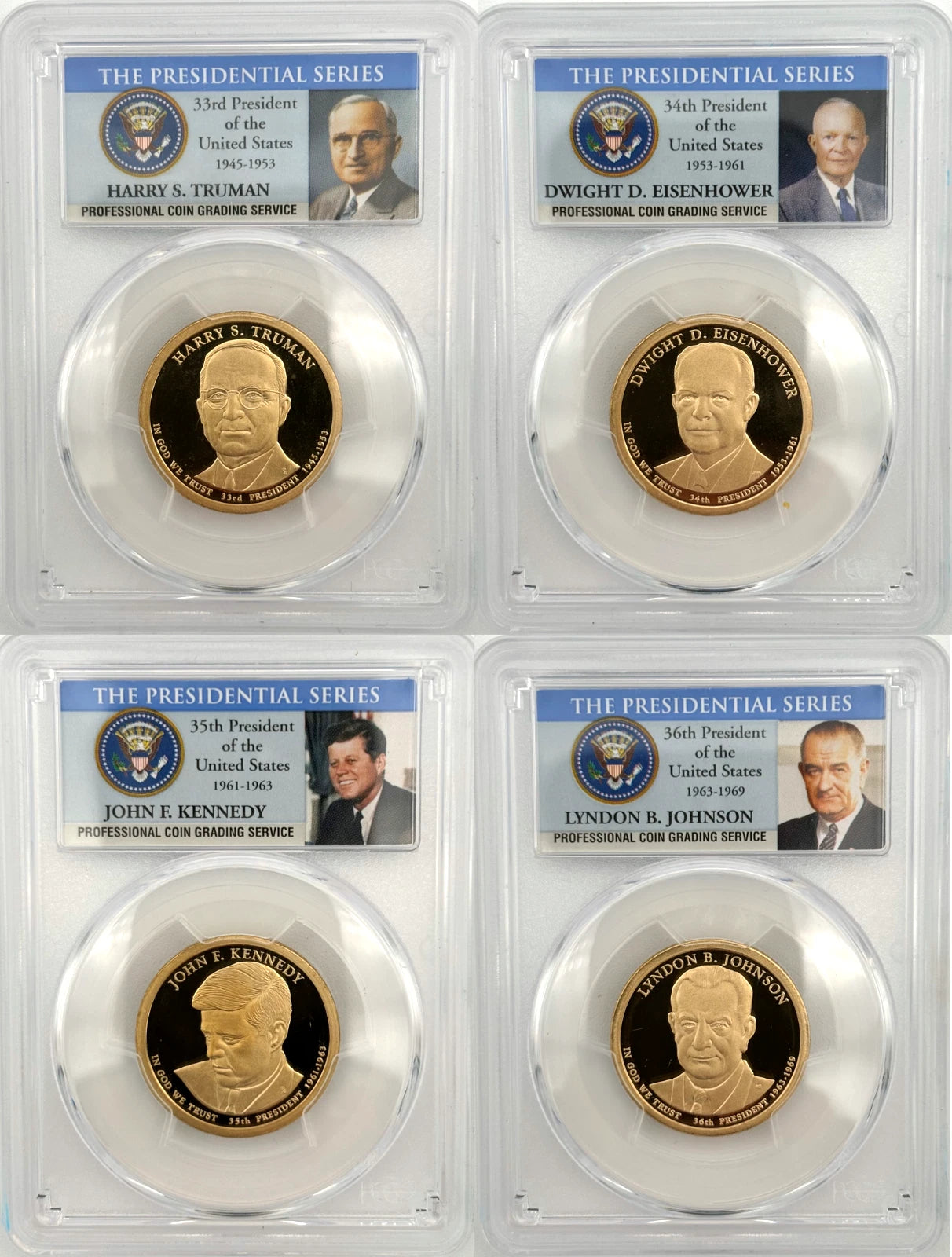 2007 - 2010, 2011 - 2016 S COMPLETE 39 Presidential $1 PCGS 70 Proof Dollar Set-4
