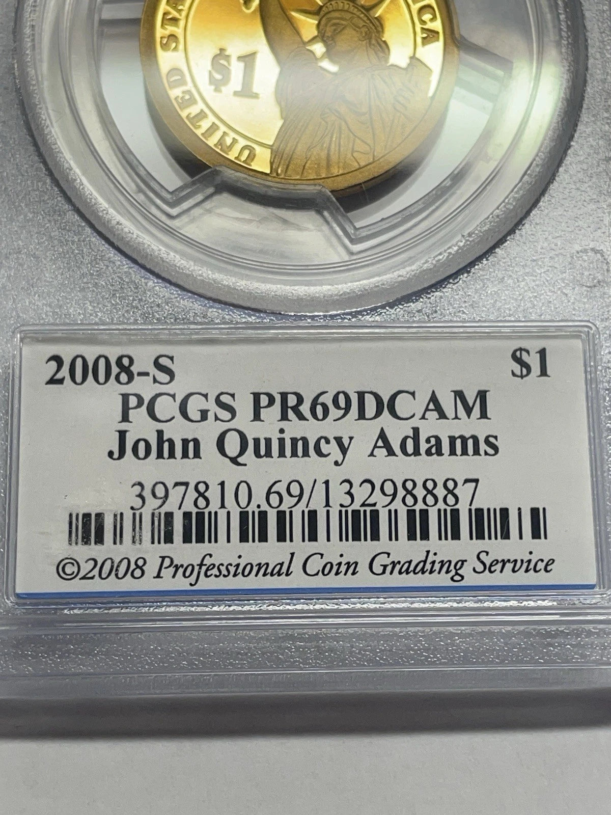 2008-S John Quincy Adams One Dollar PCGS- PR 69 D CAM.-4