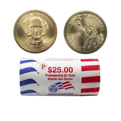 2008 P Martin Van Buren US Presidential Dollar Coin US Mint Sealed Roll $25-1