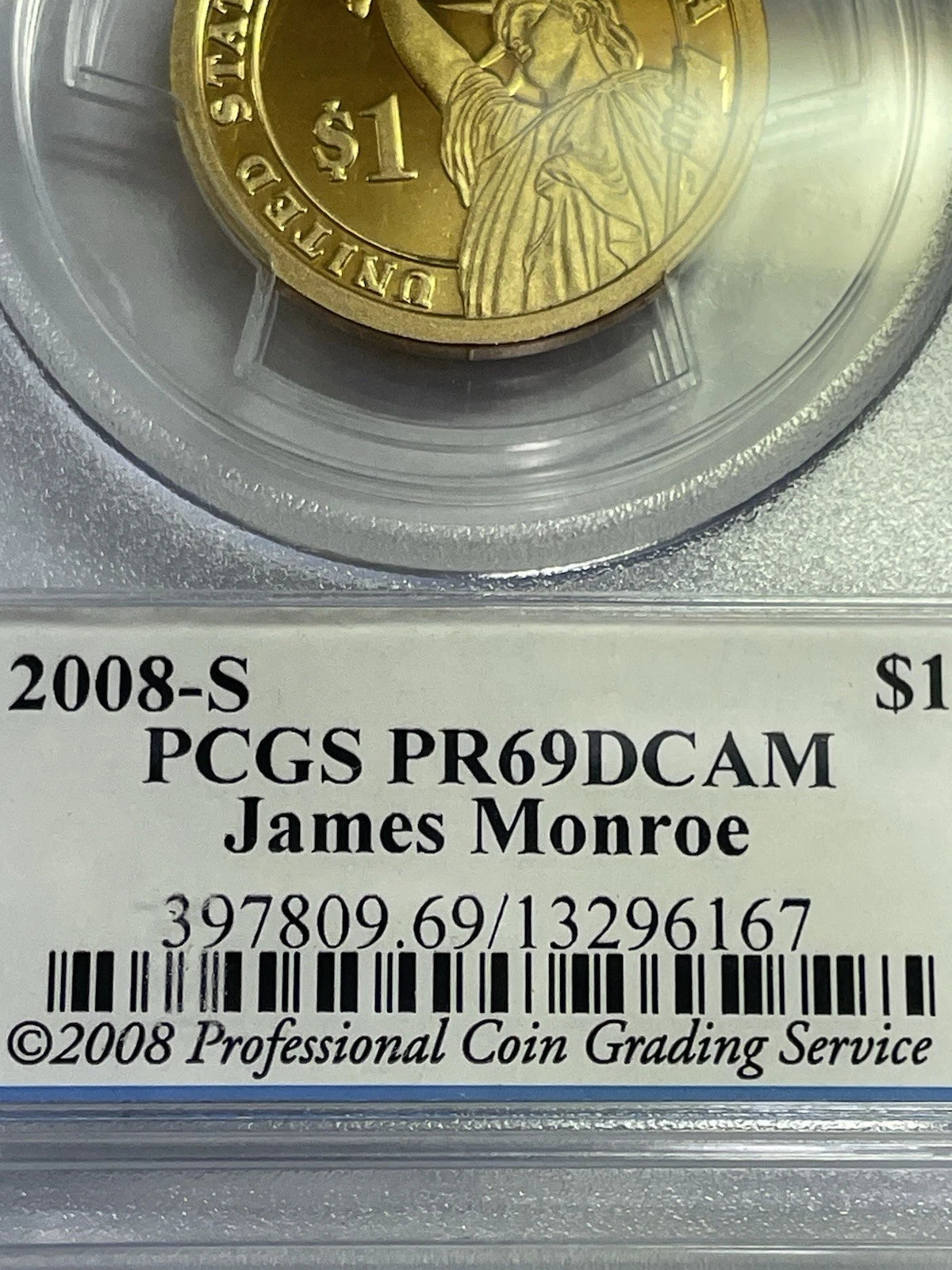 2008-S James Monroe One Dollar PCGS- PR 69 D CAM.-4