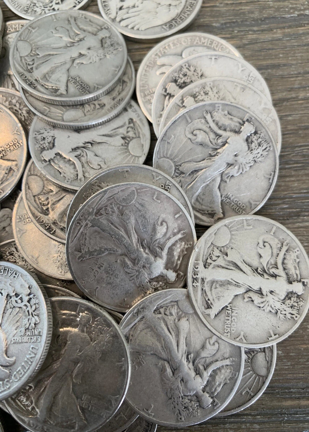 Moneda de medio dólar Walking Liberty, 90 % plata, circulada. ELIGE LA CANTIDAD. ENVÍO GRATIS.-4