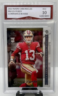 ¡Tarjeta de novato Luminance de Brock Purdy de los 49ers de Panini Chronicles 2022, Gem Mint 10!-1