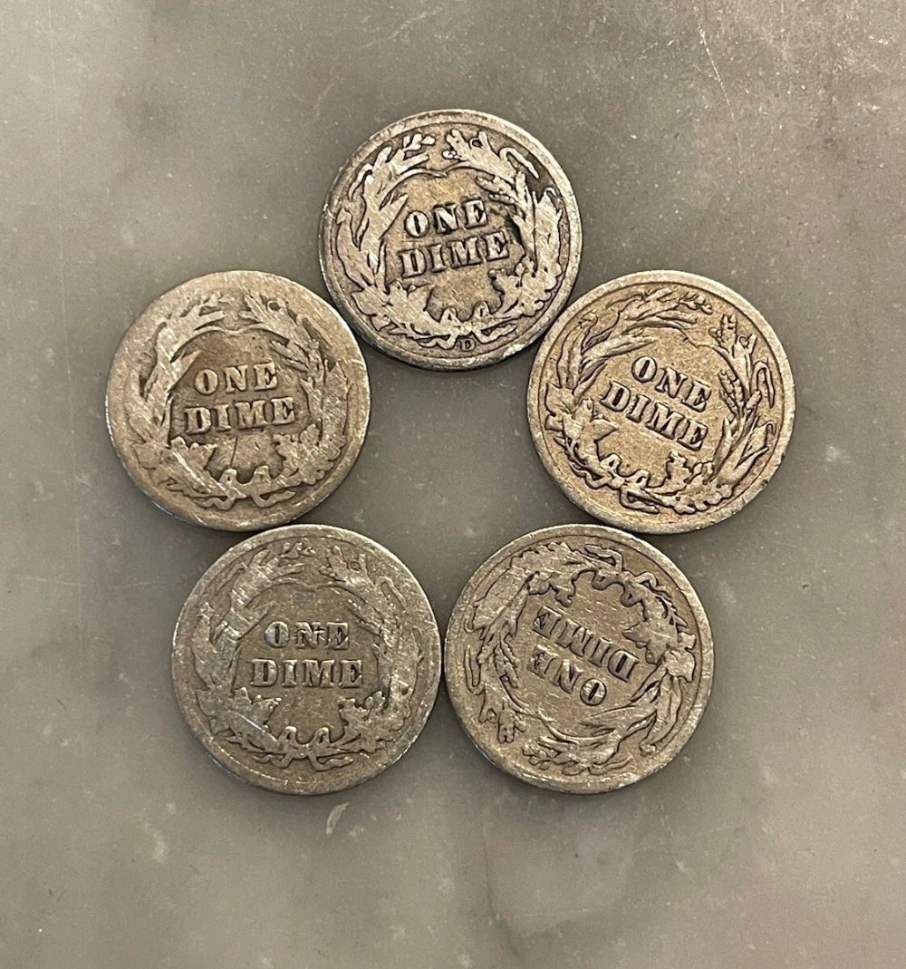 [Lot of 5] Barber Dimes - 90% Silver - CHOOSE HOW MANY LOTS OF 5 COINS!-2