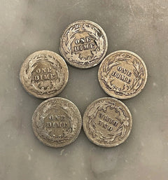 [Lot of 5] Barber Dimes - 90% Silver - CHOOSE HOW MANY LOTS OF 5 COINS!-2