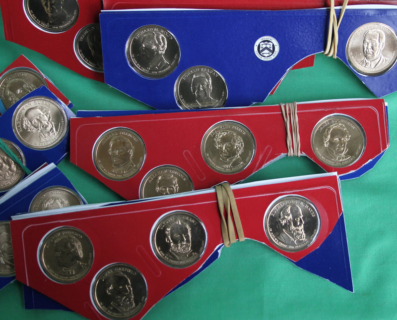 2007 thru 2016 Presidential Golden Dollar 78 P + D UNC $1 Coin Lot Cut Mint Sets-4