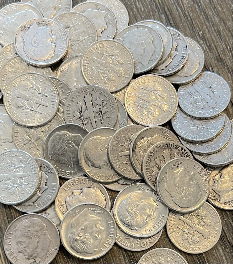 Roosevelt Dime Full Roll, 50 monedas - 90% plata - Circulado, ¡elige cuántas!-4