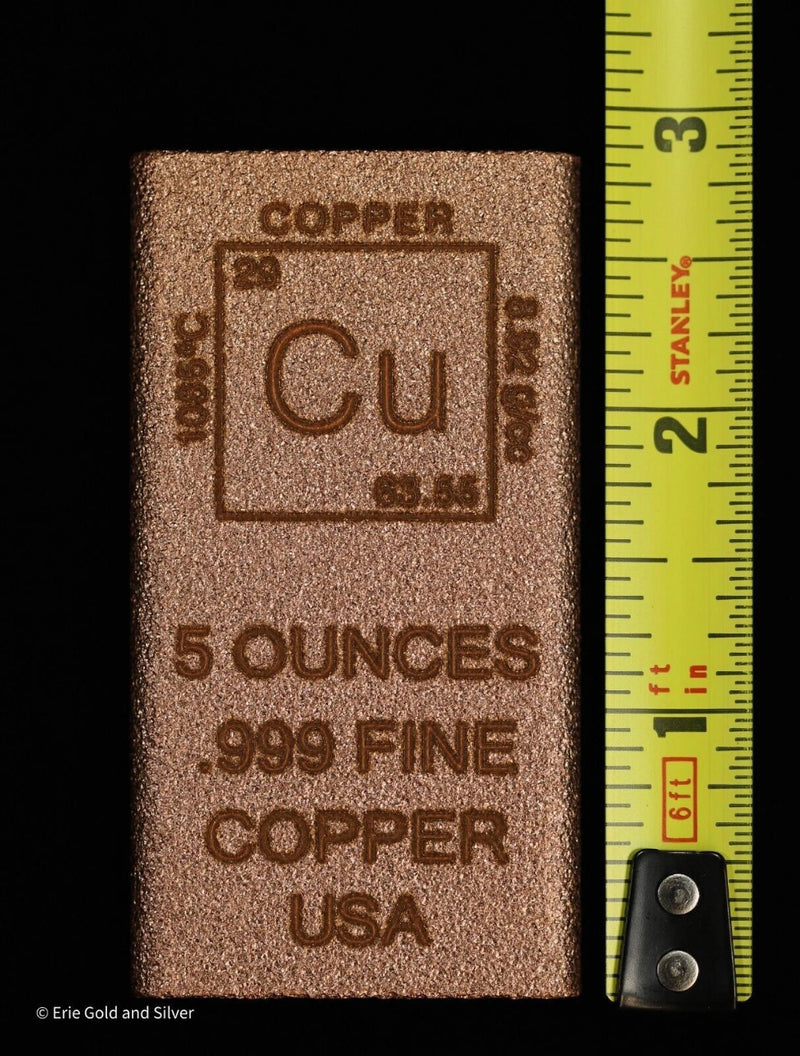 5 oz Copper Bar Element Design Made in USA | Rectangle Ingot Copper Bullion CU-2