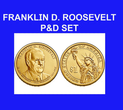 2014 P&D Pos. A & B Franklin D. Roosevelt Presidential Dollar Coin (4) Coin Set-1
